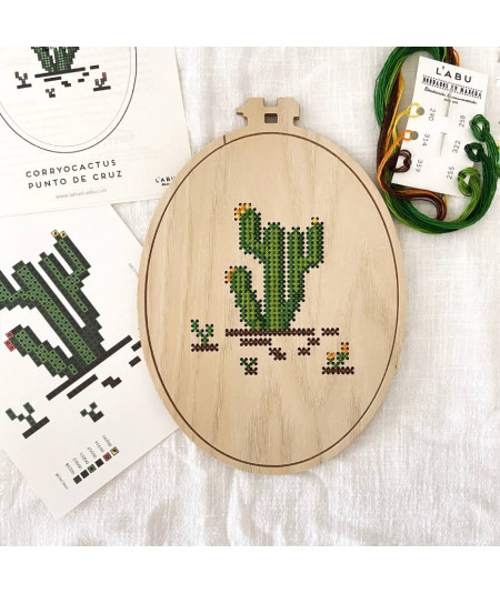 Kit DIY de bordado en punto de cruz sobre madera de L'ABU