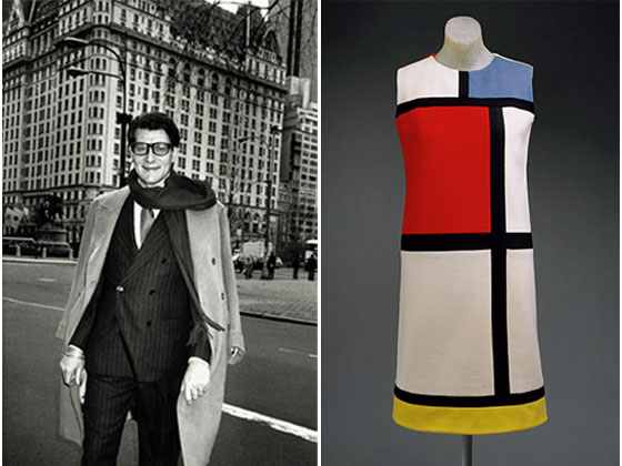 Yves Sant Laurent y el vestido diseñado por él. Vía Snapfashion.wordpress.com