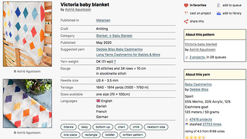 Victoria baby blanket de Astrid Agustsson vía Ravelry